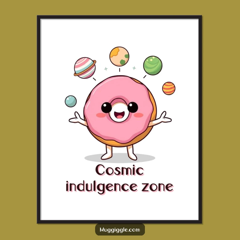 Funny Donut Planet Juggler Poster: Hilarious Cosmic Art for Your Walls