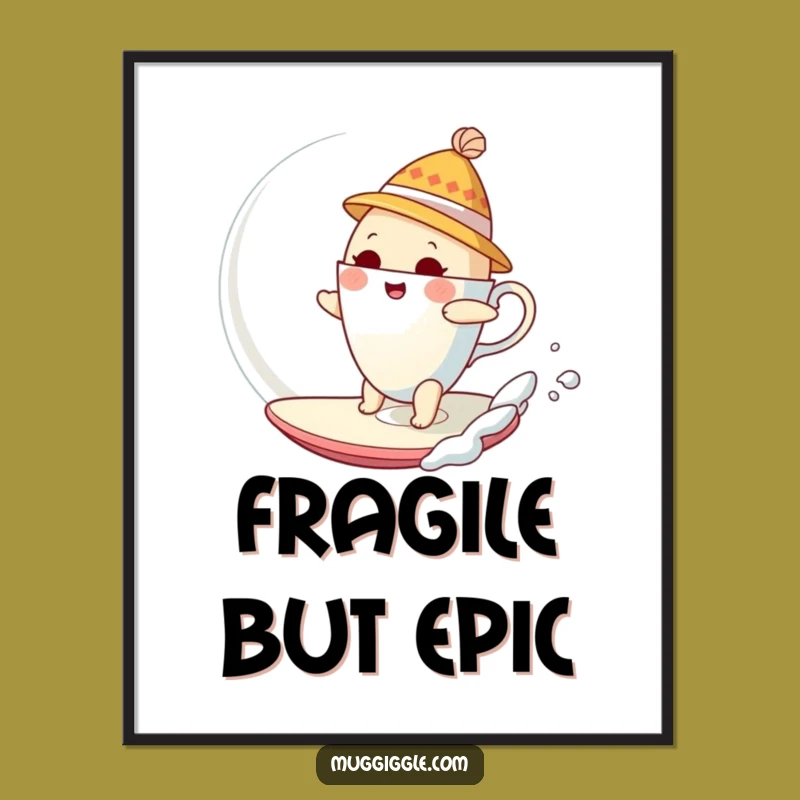 Teacup Bubble Funny Poster: Surreal Art, Humorous Wall Decor