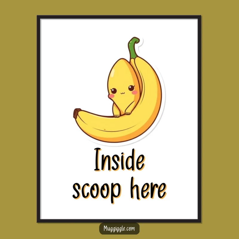 Funny Banana Peel Poster: Curious Character Art - Hilarious Fruit Decor Gift
