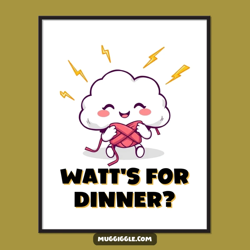 Funny Cloud Knitting Lightning Poster - Electrify Your Walls with Humor!