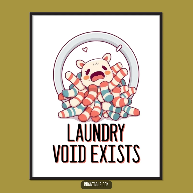 Funny Lost Socks Poster: Laundry Basket Portal Art Print Gift