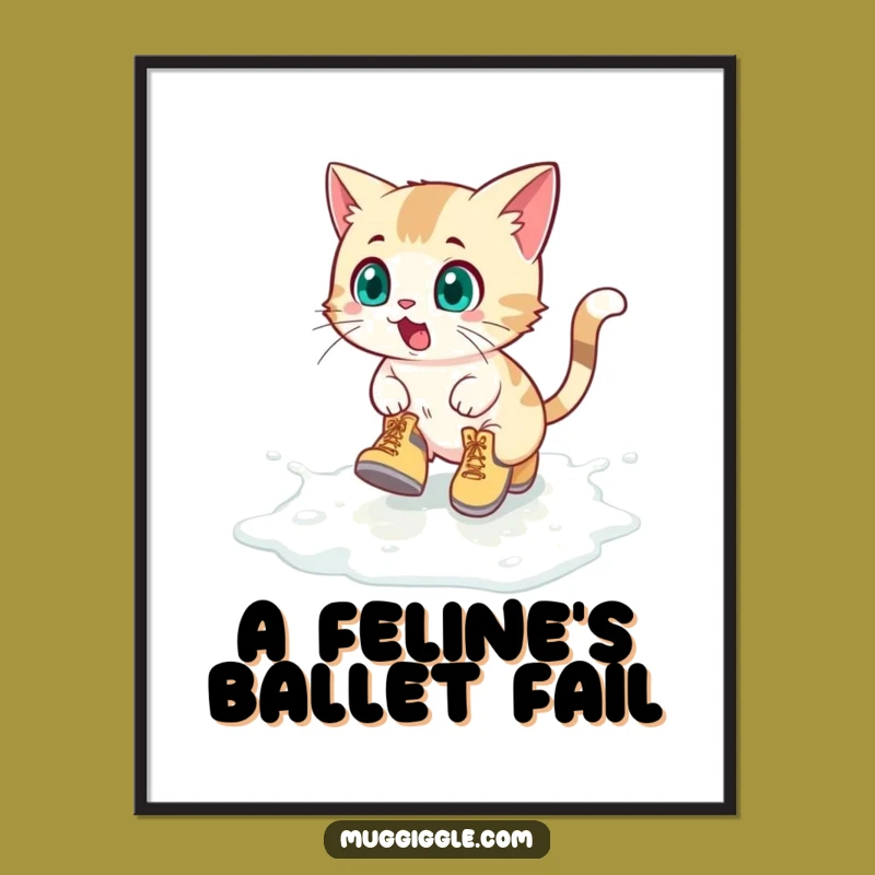 Funny Poster: Hilarious Boots Kitty Milk Spill Art for Cat Lover Walls
