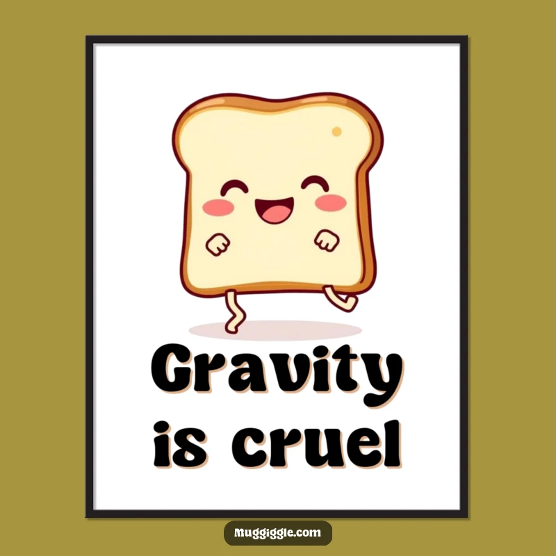 Funny Toast Trip Poster: Hilarious Happy Slice of Toast Art Print Gift