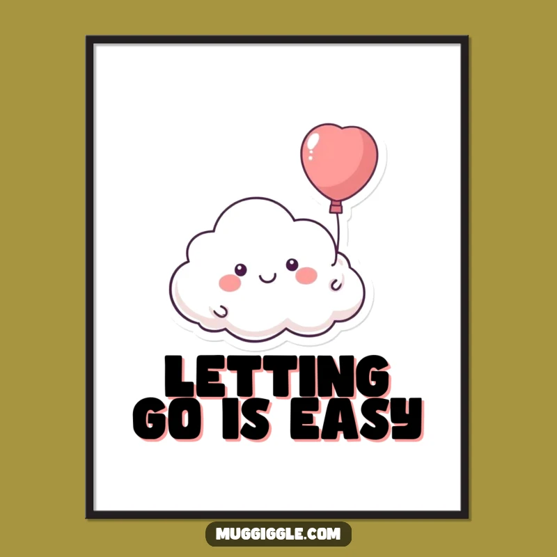 Funny Cloud Balloon Poster: Whimsical Escape Art, Perfect Gift