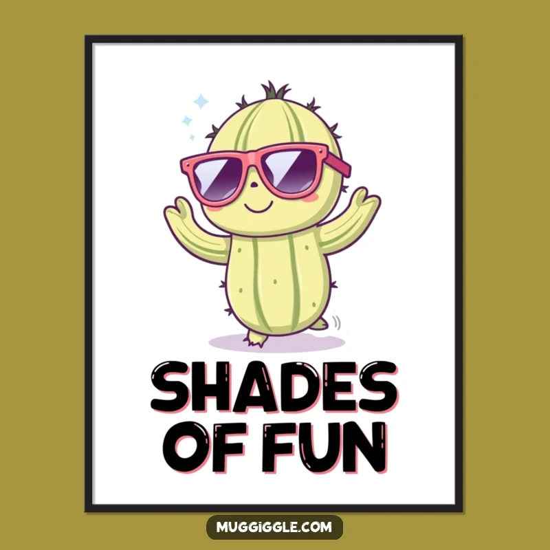 Funny Dancing Cactus Poster - Whimsical Cool Character Art Print