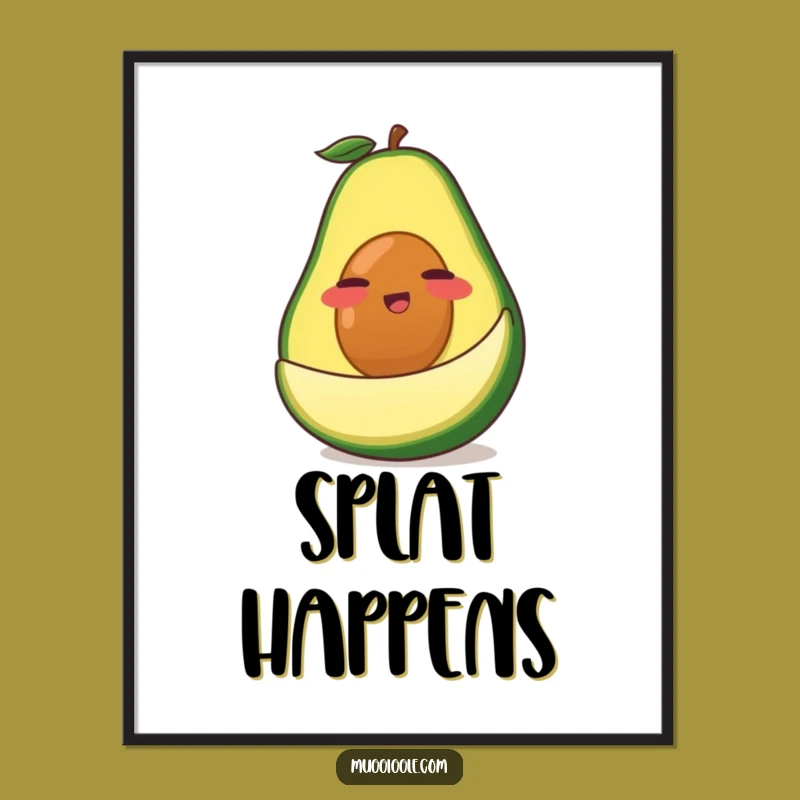 Funny Avocado Poster: Hilarious Cartoon Slip Art for Kitchen Decor