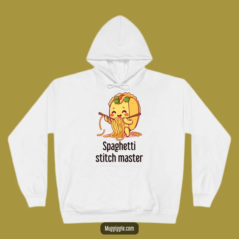 Funny Taco Knitting Hoodie: Cozy Humor with a Spaghetti Crafting Taco
