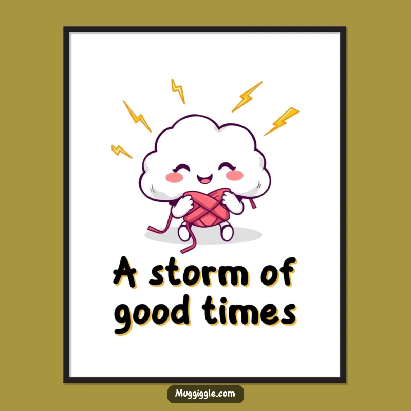 Funny Free Printable Cloud Wall Art: Lightning Knitting Downloadable Decor for Any Room