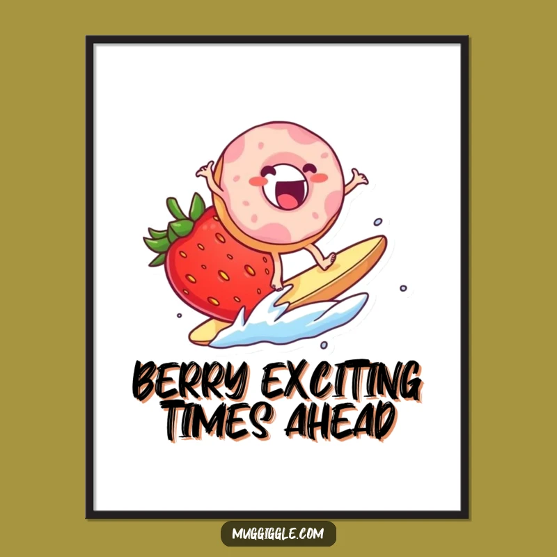 Free Printable Wall Art: Donut Strawberry Surf Funny Downloadable Art