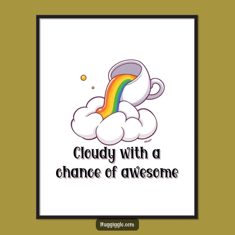 Free Printable Wall Art: Surreal Rainbow Tea Cloud - Funny Downloadable Decor Gift