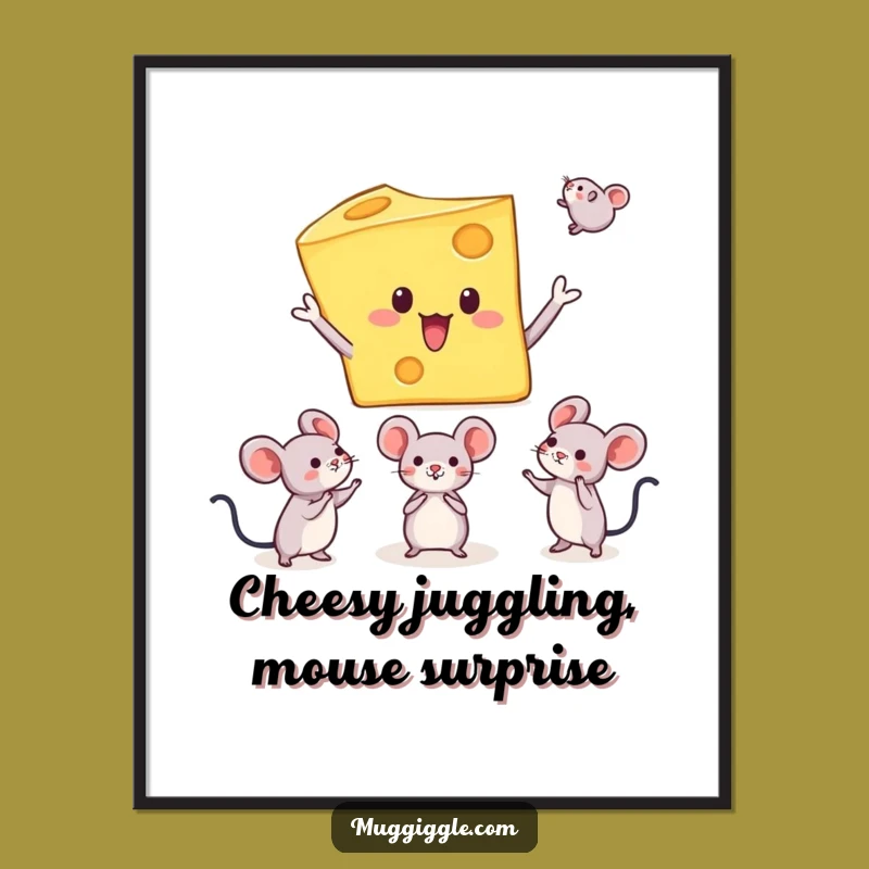 Free Printable Wall Art: Juggling Cheese Character Funny Downloadable Art