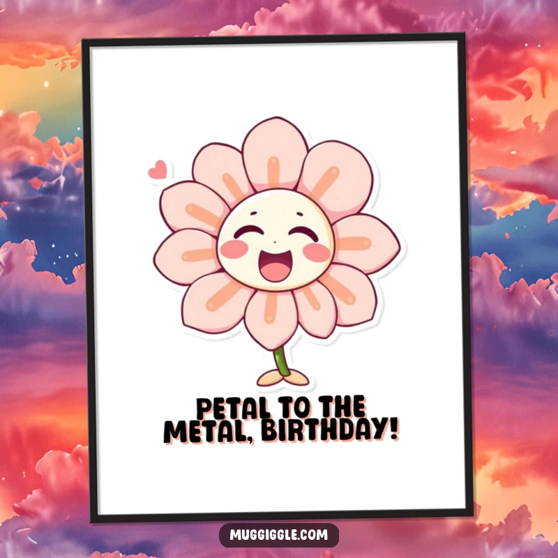 Funny Free Printable Wall Art: Singing flower character with petals shaped like laughter, cheerful and humorous downloadable art.