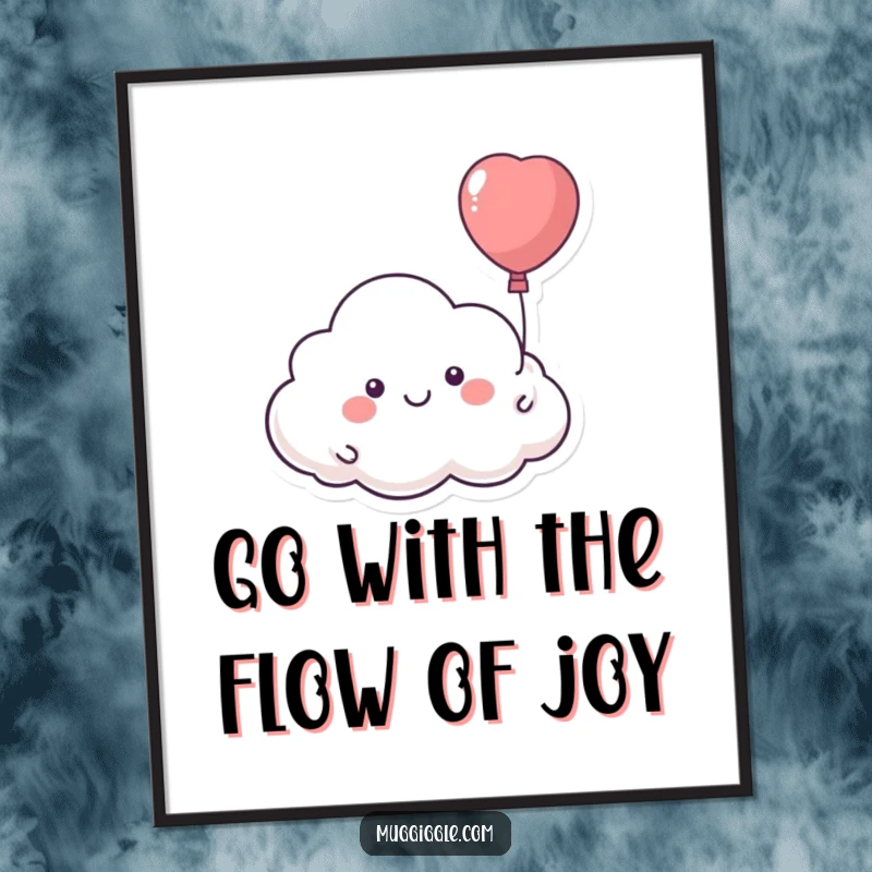 Funny Free Printable Wall Art: smiling cloud floats away with a runaway balloon, perfect for whimsical downloadable decor.