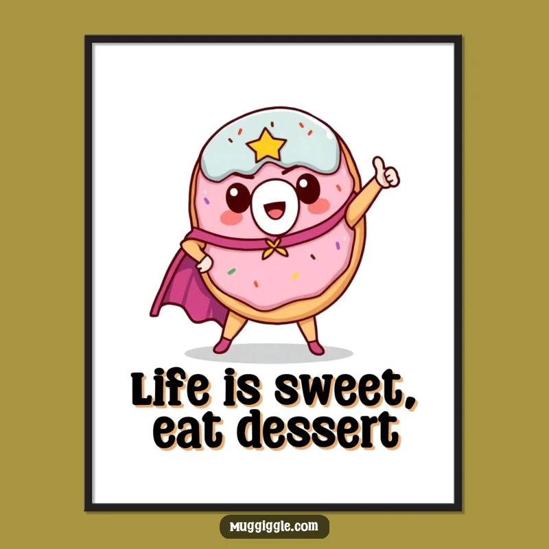 Funny Free Printable Donut Hero Wall Art: Epic Pose Downloadable Art for Home Decor