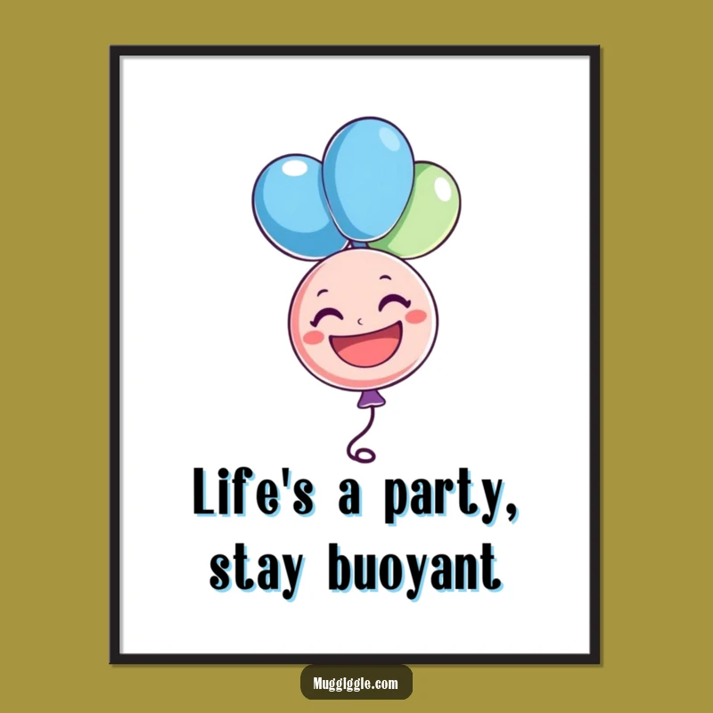 Free Printable Wall Art - Upside Down Balloon Poster, Funny Joyful Decor