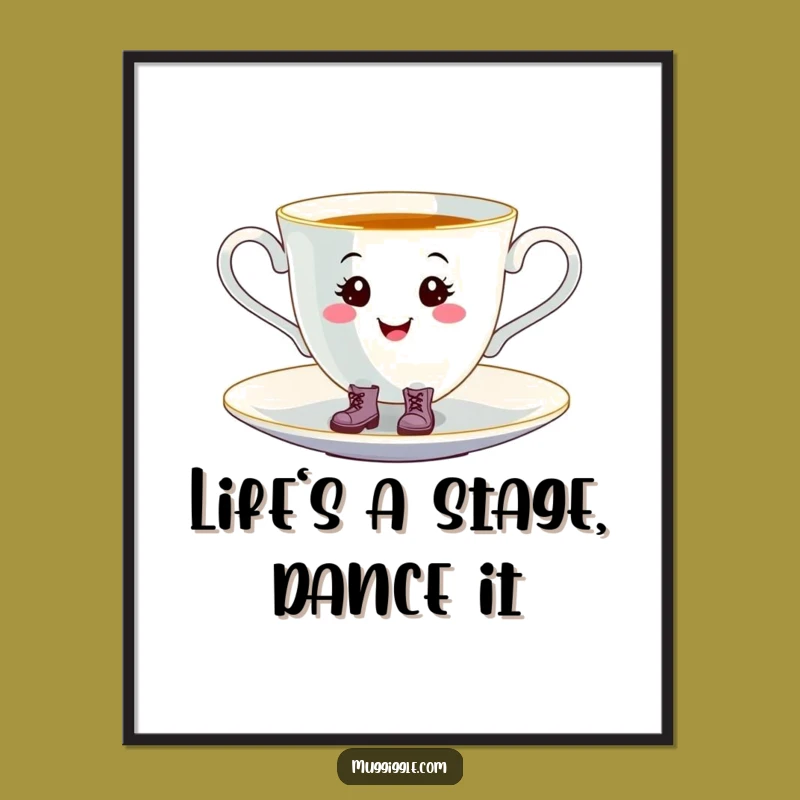 Free Printable Wall Art: Dancing Teacup Boots, Whimsical Kitchen Downloadable Art