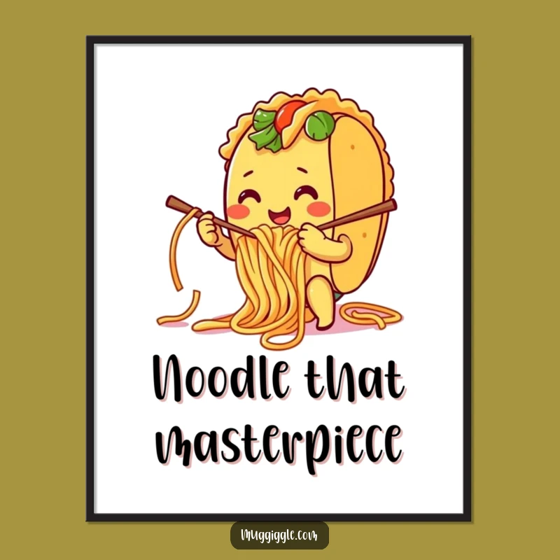 Free Printable Wall Art: Taco Knitting Spaghetti Character Funny Downloadable Art