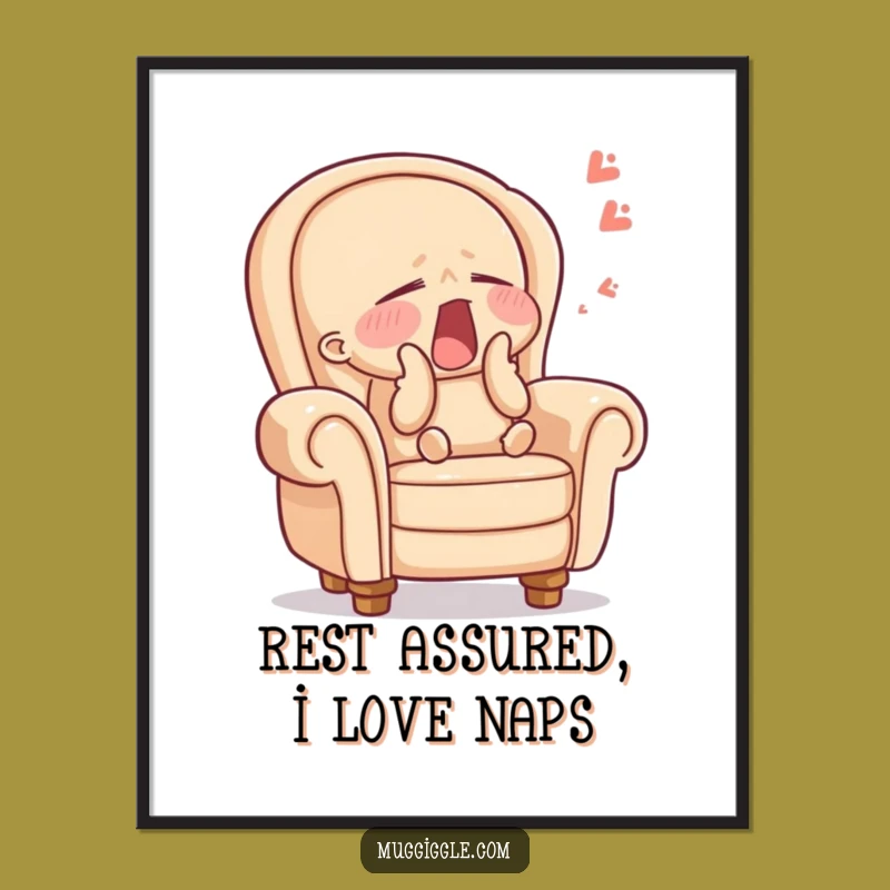 Free Printable Wall Art - Sleepy Armchair Yawn Poster, Funny Downloadable Decor