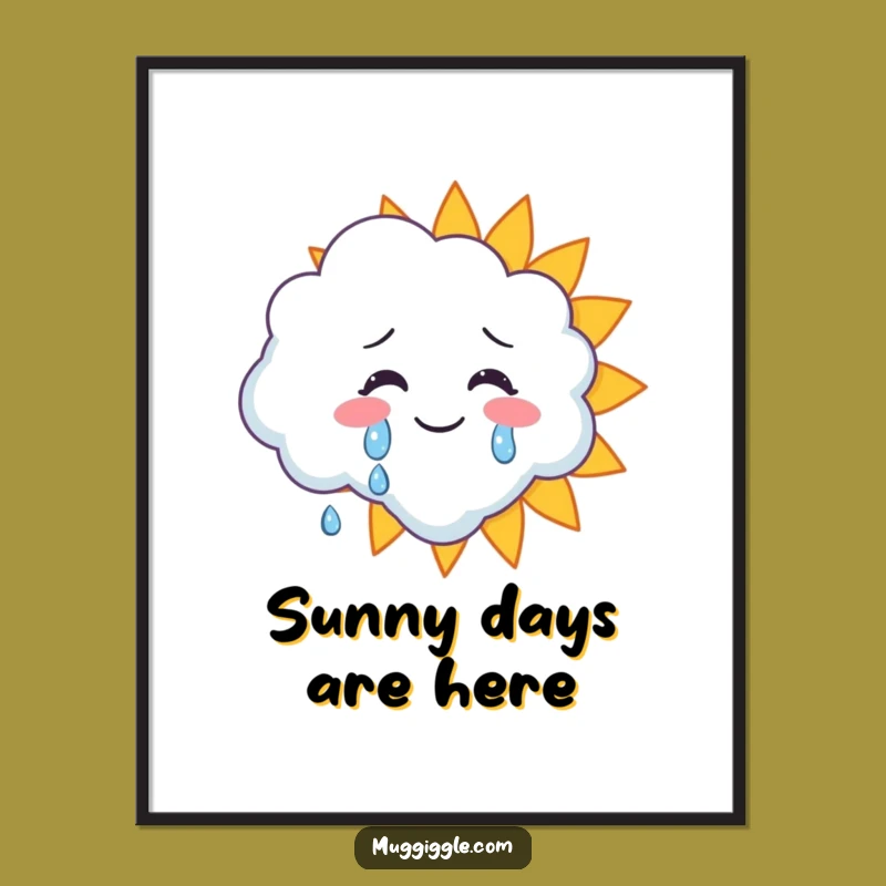 Funny Free Printable Wall Art: Happy Tears Cloud & Sun - Cheerful Home Decor Downloadable!