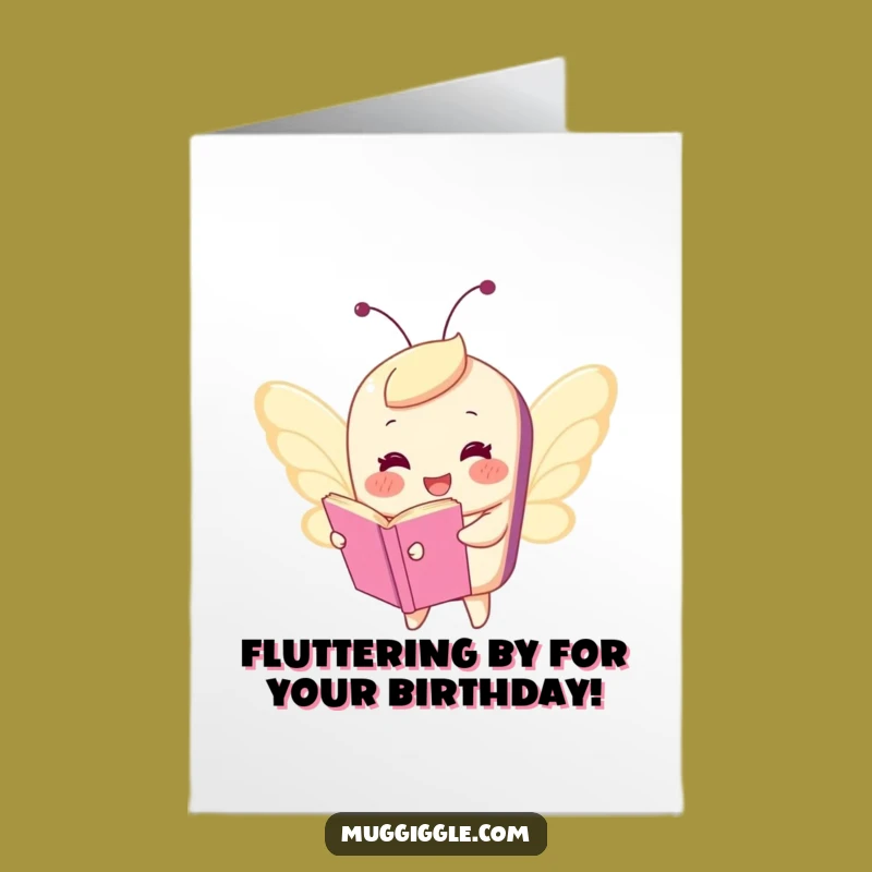 Free Printable Birthday Card: Bookworm Butterfly Flight - Funny Downloadable Gift