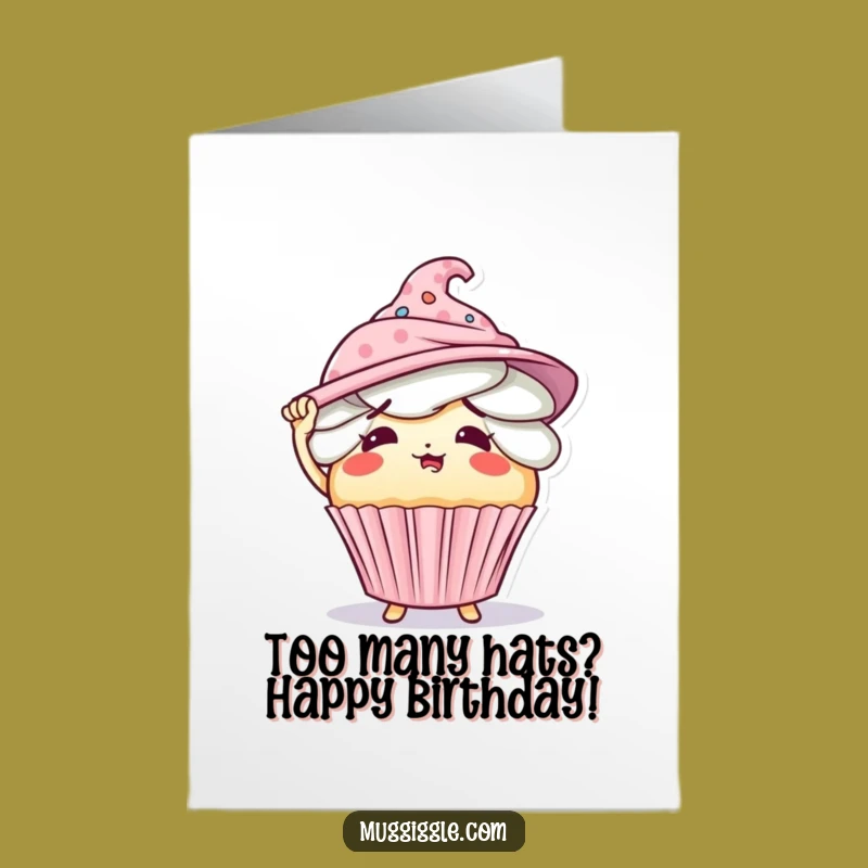 Free Printable Birthday Card: Flustered Cupcake Juggling Hats, Funny Downloadable Gift