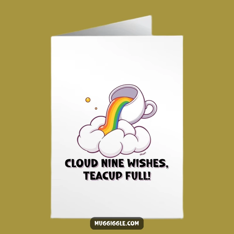 Free Printable Birthday Card: Surprised Cloud Rainbow Tea Party - Funny Downloadable Gift