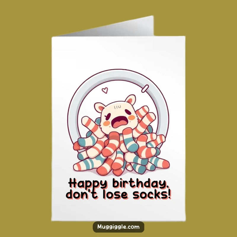 Free Printable Lost Socks Birthday Card: Laundry Portal Chaos, Funny Downloadable Gift