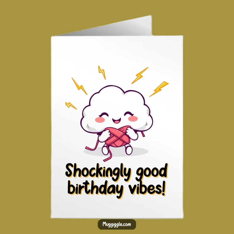 Free Printable Funny Cloud Birthday Card: Lightning Knit Downloadable Gift for Him or Her