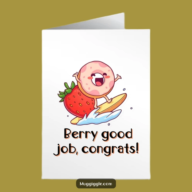 Free Printable Congrats Card: Donut Surfing Strawberry Funny Downloadable Gift