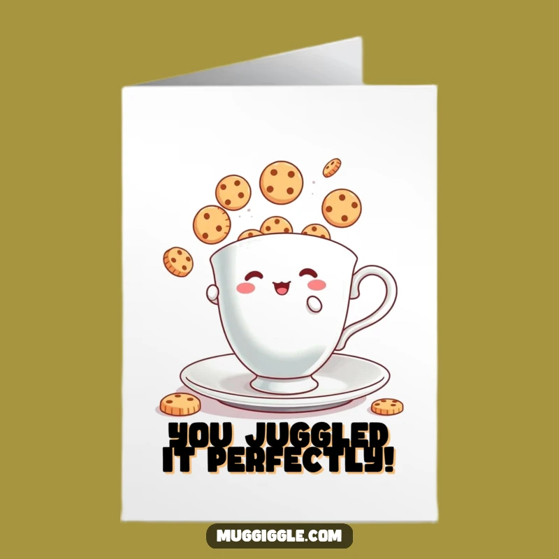Free Printable Congrats Card: Teacup Juggles Success with Cookie Flair!