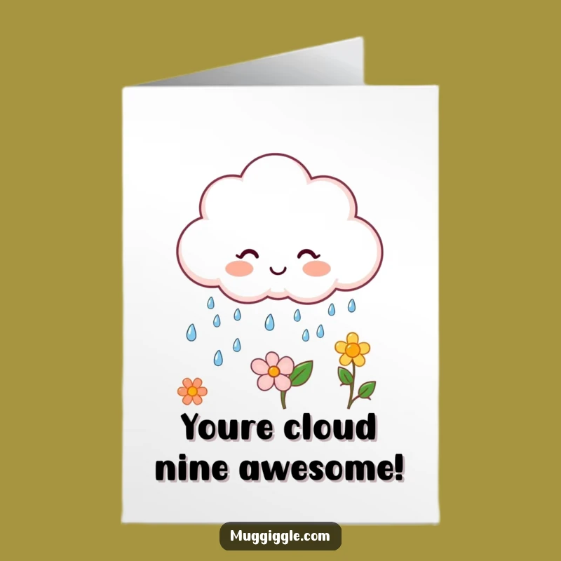Free Printable Congrats Card: Happy Cloud Raining Joy, Flower Bloom Downloadable Gift