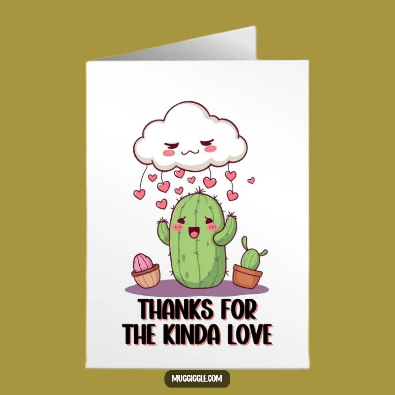 Free Printable Grumpy Cloud Thank You Card: Heart Raining, Cactus Gratitude Downloadable