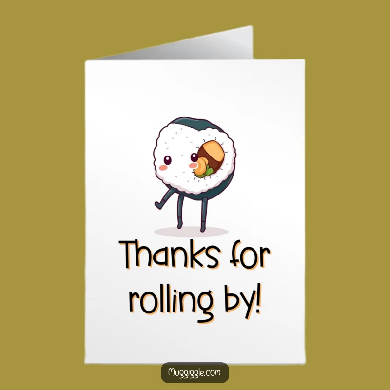 Free Printable Sushi Cartwheel Thank You Card: Funny Downloadable Note for Expressing Gratitude