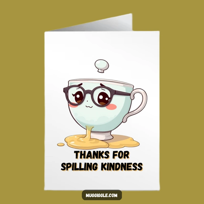 Free Printable Thank You Card: Bewildered Teacup Character Funny Downloadable Gift