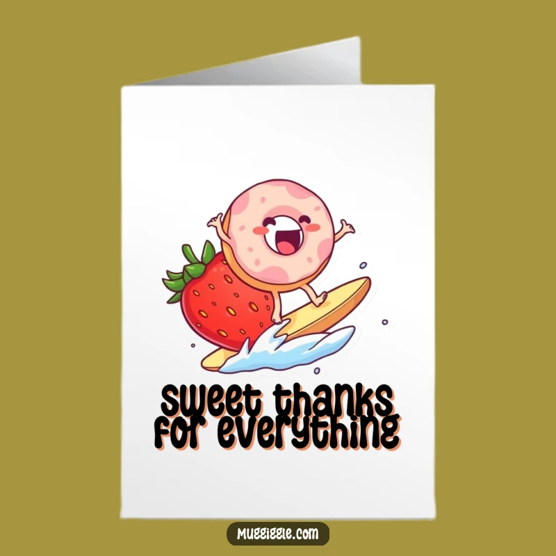 Free Printable Thank You Card: Donut Surfing Strawberry Funny Downloadable Gift