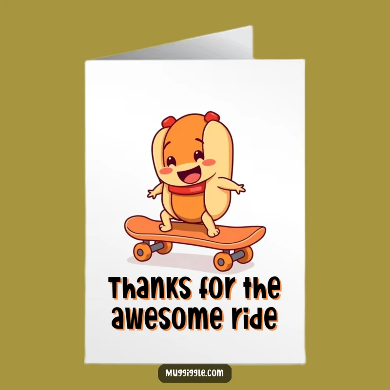 Free Printable Thank You Card: Hot Dog Skater Character Funny Downloadable Gift