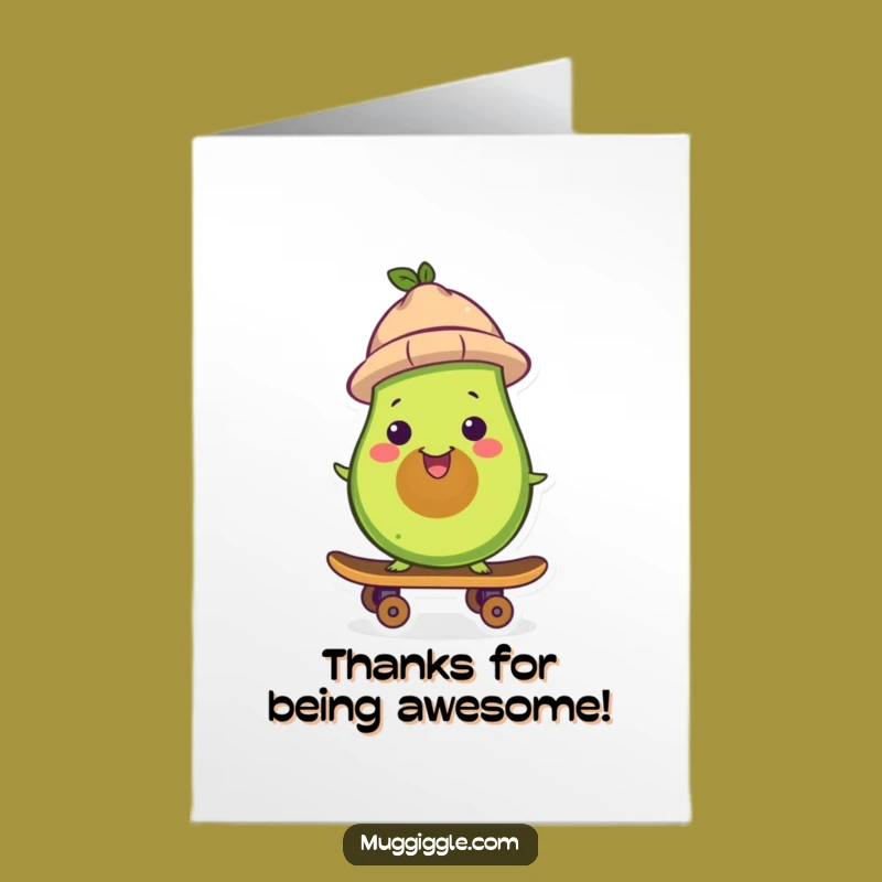 Free Printable Avocado Skateboard Thank You Card: Cool Downloadable Note for Gratitude