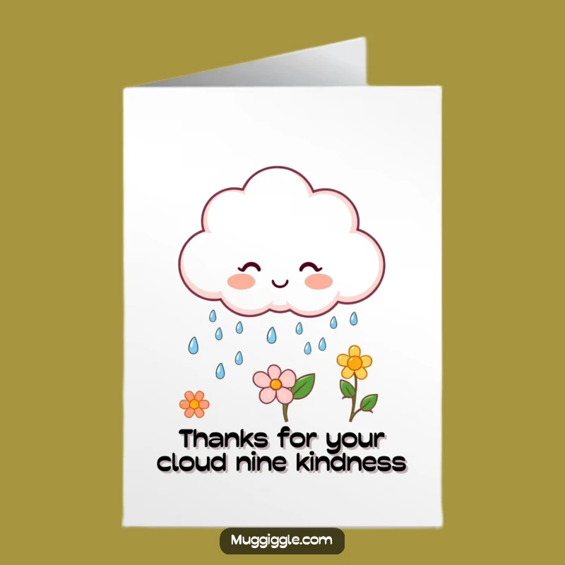 Free Printable Thank You Card: Happy Cloud Raining Joy, Flower Bloom Downloadable Gift