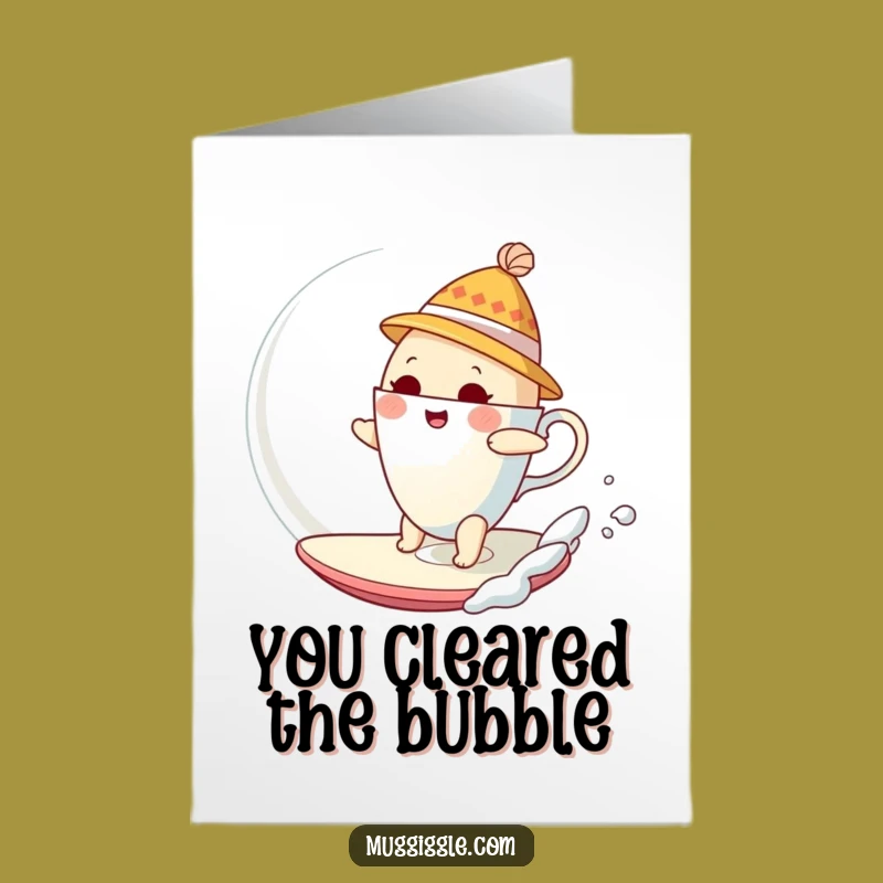 Free Printable Thank You Card: Teacup Bubble Surf, Funny Gratitude, Downloadable Gift