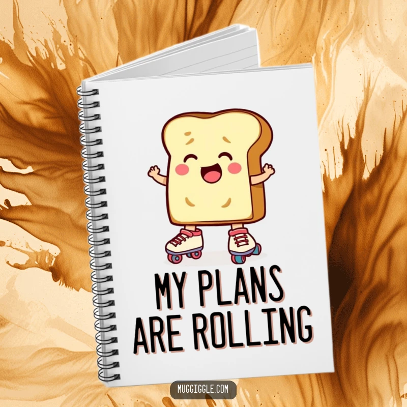 Funny Toast Roller Skates Notebook: A determined slice of toast character comically attempting roller skates, a humorous journal for ideas.