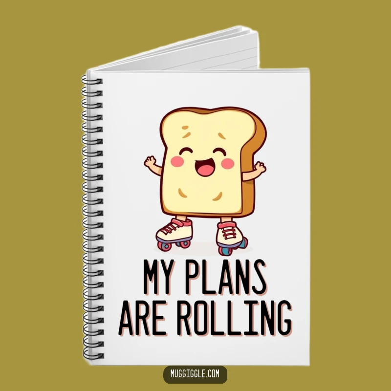 Funny Toast Roller Skates Notebook: Determined Cartoon Journal