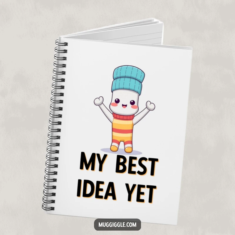 Funny Notebook: A triumphant anthropomorphic sock wears its matching sock as a hat, ready to record brilliant ideas.