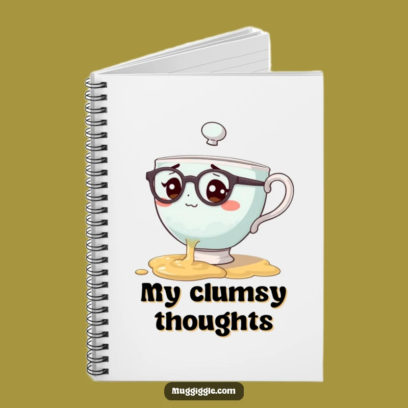 Funny Bewildered Teacup Spill Notebook A Clumsy Journal Gift