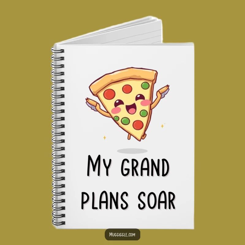 Funny Pizza Flying Notebook: Joyful Slice Character - Journal Foodie Ideas Gift