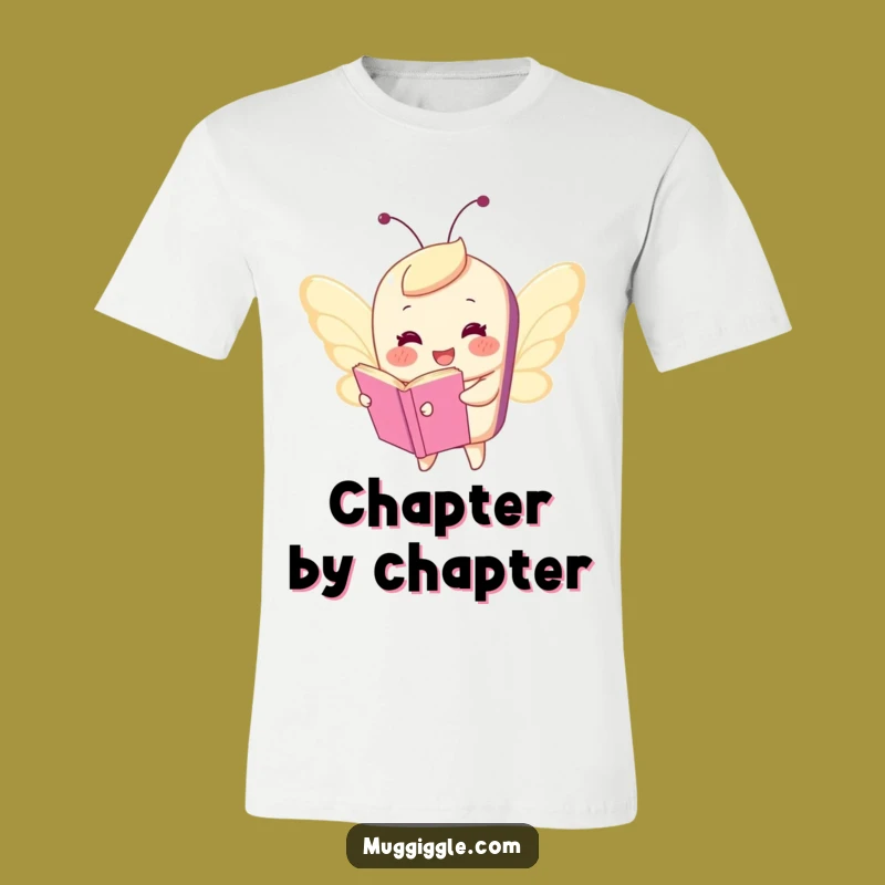 Funny Flying Book T-Shirt: Whimsical Character Butterfly Wings Tee