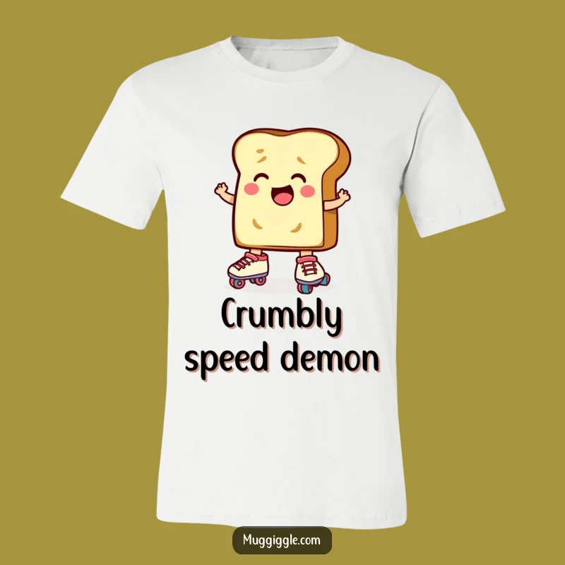 Funny Toast Roller Skates T-Shirt: Determined Cartoon Breakfast Tee