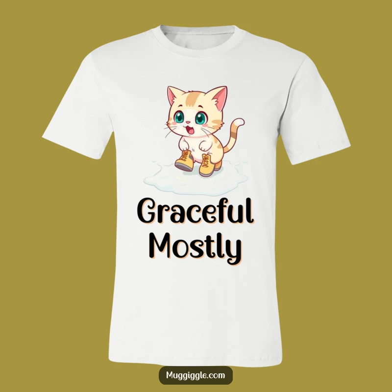 Funny Cat T-Shirt: Humorous Boots Kitty Milk Spill Tee for Cat Enthusiasts