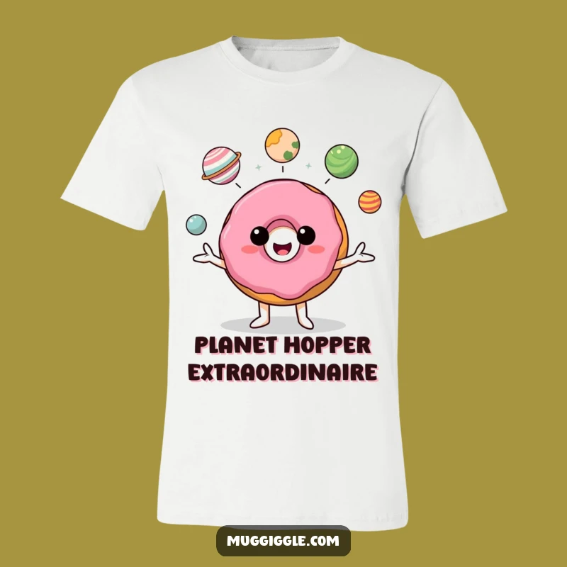 Funny Donut Planet Juggler T-Shirt: Galactic Humor for Your Wardrobe