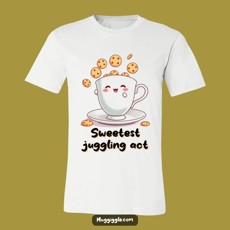 Funny Teacup T-Shirt: Humorous Cookie Juggling Tee for Sweet Treat Fans