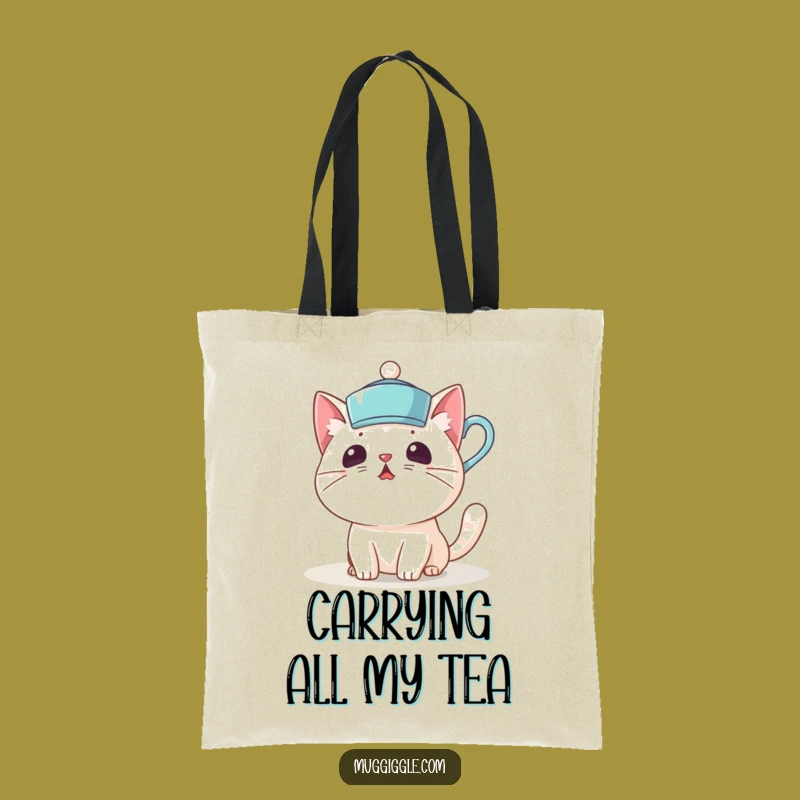 Funny Cat Teacup Tote Bag: Carry Your Essentials with Kitty Chaos